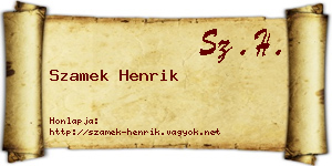 Szamek Henrik névjegykártya